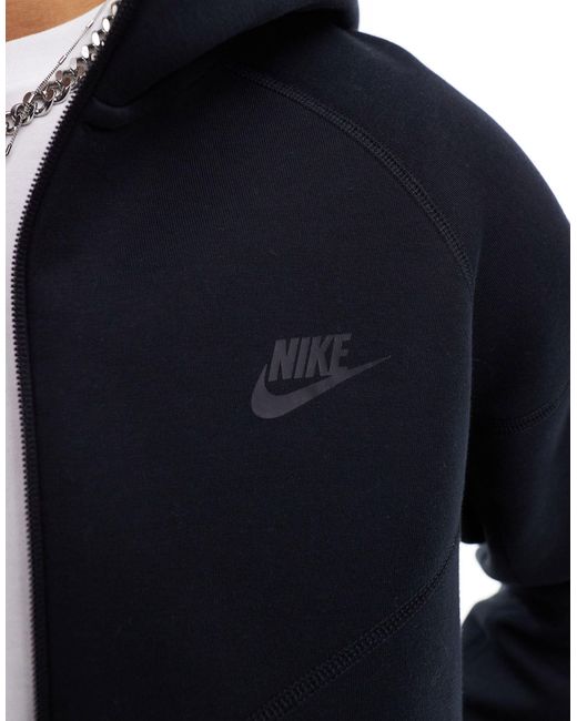 Nike – tech – fleece-kapuzenjacke mit reißverschluss in Black für Herren