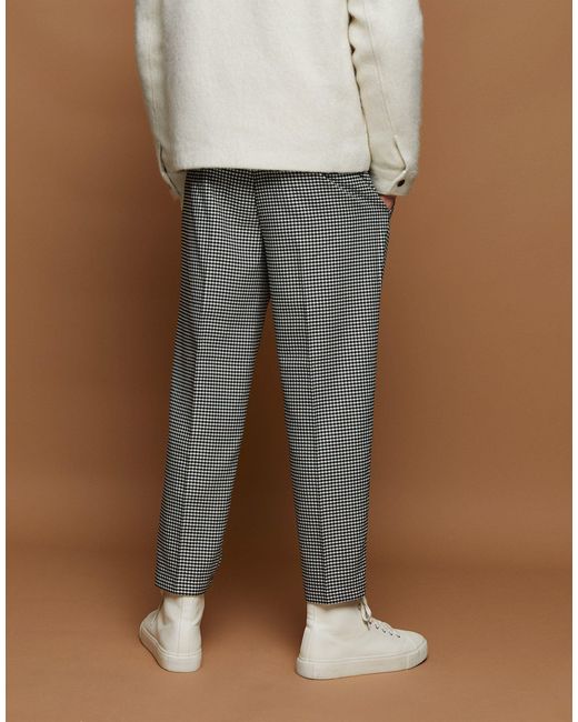 TOPMAN Dogtooth Check Tapered Pants in 