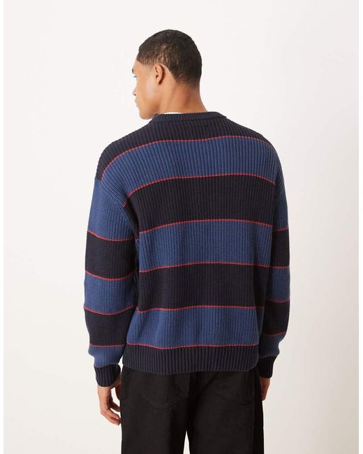Abercrombie & Fitch Blue Knitted Crew Neck Fisherman Jumper for men