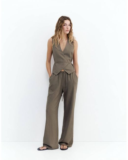 Pantalon en lin mélangé - marron taupe Pull&Bear en coloris Green