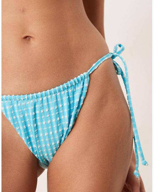 Dippin' Daisy's Blue Dippin Daisys Exclusive Mix And Match Gingham Tie Side Bikini Bottom