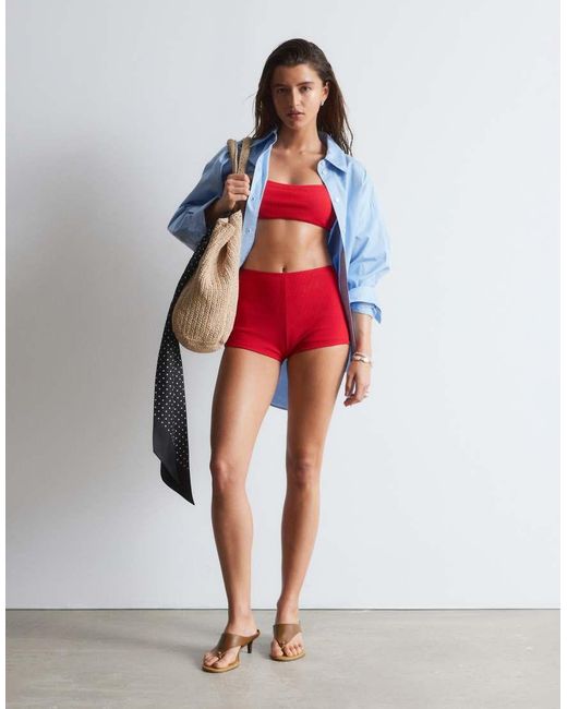 & Other Stories Red Mix And Match Crinkle Bikini Shorts