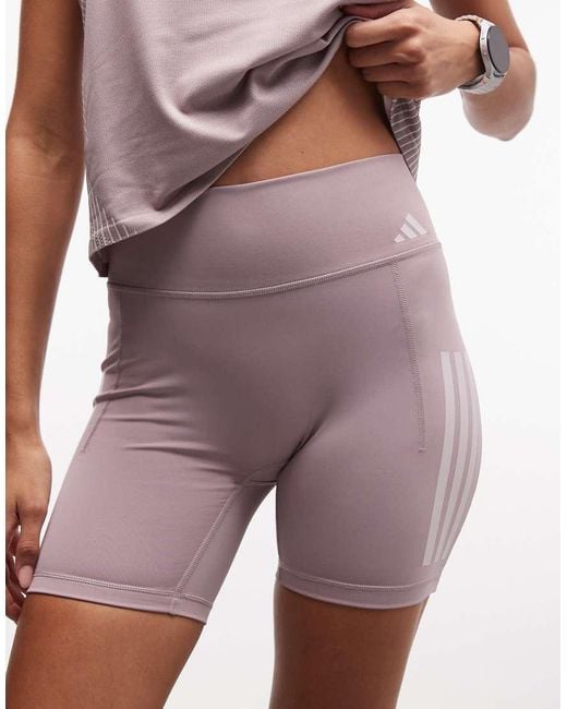 Adidas Originals Purple Adidas Training Optime 3 Stripe Legging Shorts
