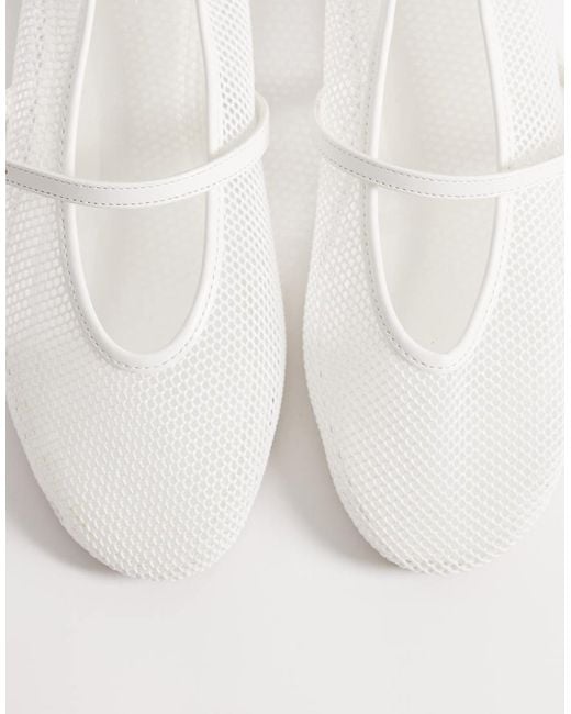 ASOS White Libra Mesh Mary Jane Ballets