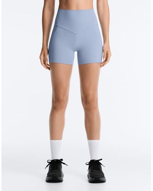 Oysho Blue 10cm Compressive Pocket High Rise Hot Pants