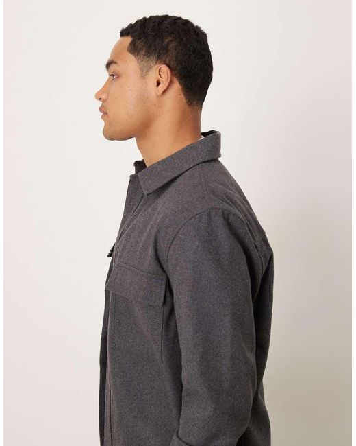 Mango Gray Pocket Detail Wool Mix Jacket for men