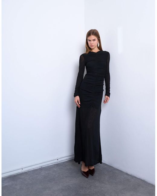 TOPSHOP Women's Blue Ruched Front Drop Waist Maxi Dress TOPSHOP Women's Blue Ruched Front Drop Waist Maxi Dress