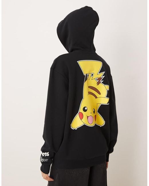 ASOS Black Relaxed Hoodie With Pokemon Pikachu Print