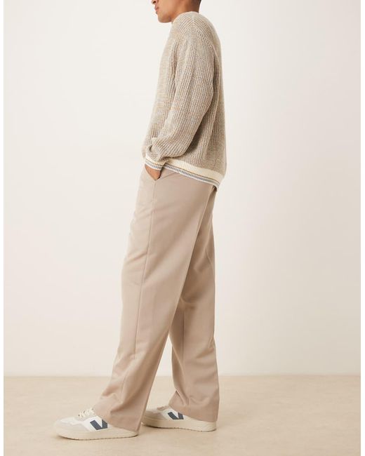 ASOS Natural Smart Wide Leg Trousers for men