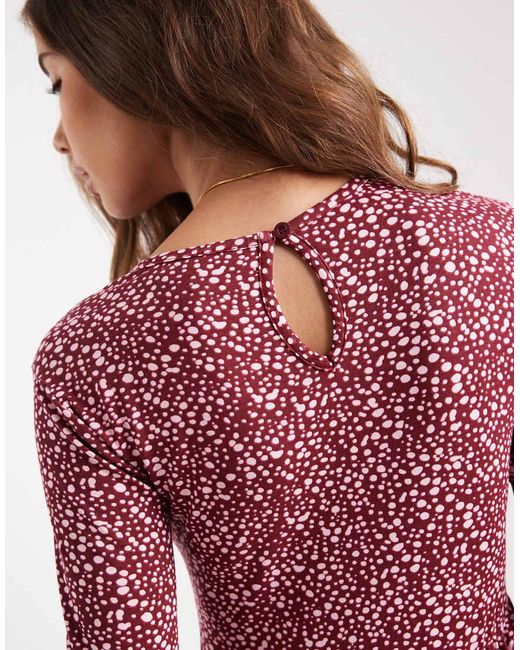 Wednesday's Girl Red Long Sleeve Smudge Spot Midaxi