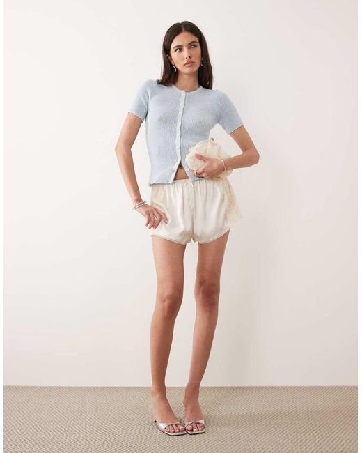 Pretty Lavish Multicolor Scallop Detail Knitted Short Sleeve Cardigan