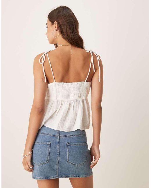 Mango Blue Cotton Babydoll Cami Top