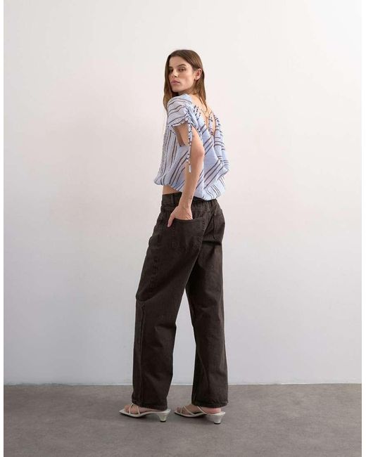TOPSHOP Purple Draped High Neck Top With Tie