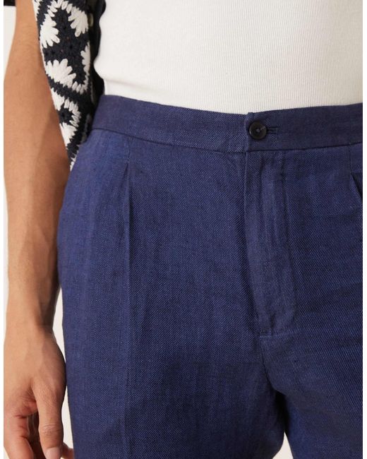 Mango Blue Tailored Linen Trouser for men