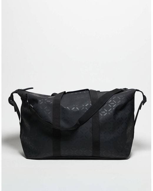 Rains Black Hilo 36l Weekend Bag With Tonal Logo