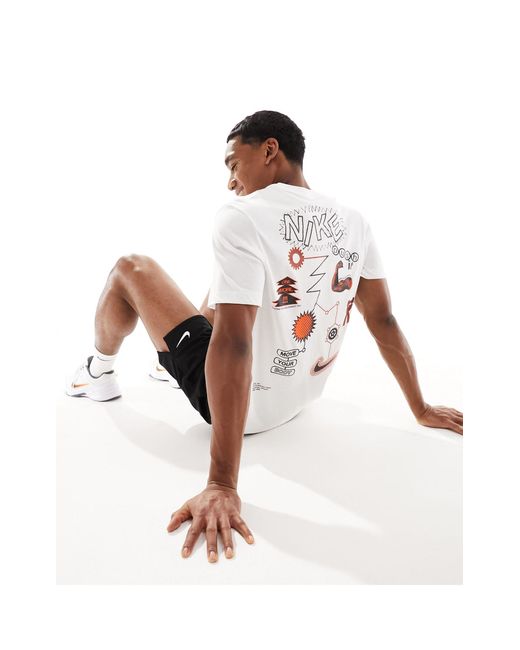 Nike White Work Out Graphic Backprint T-shirt for men