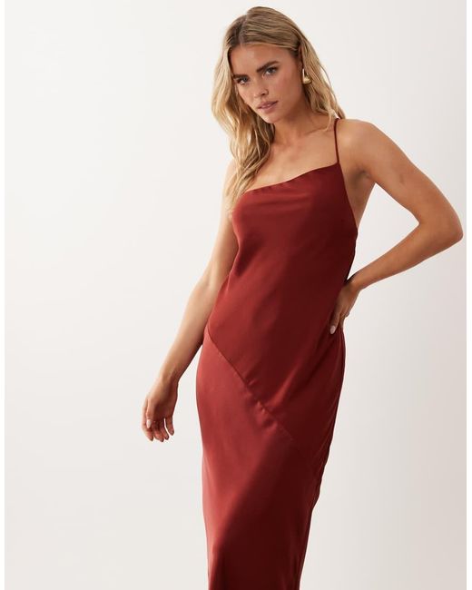 ASOS Brown Asos Design Petite Hybrid Satin Panel Cami Maxi Dress