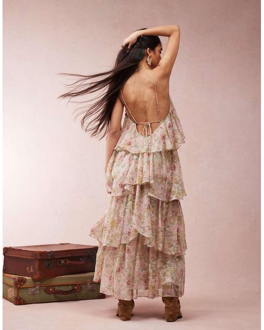 ASOS Pink Tiered Cami Layered Maxi Dress