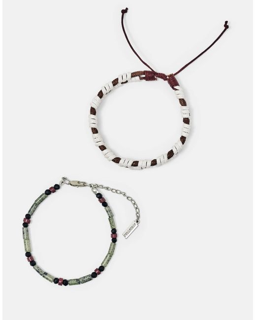 Pull&Bear – 2er-pack armbänder in Brown für Herren