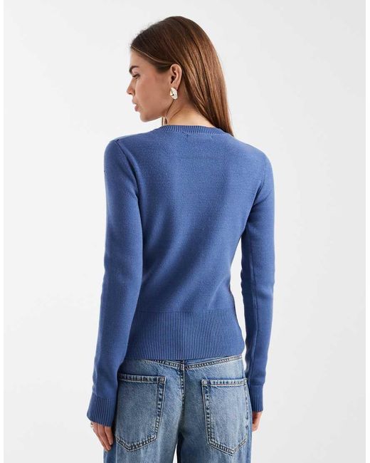 Threadbare Blue Crew Neck Cardigan