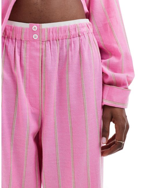 Collusion Pink Beach Linen Straight Leg Boxer Trouser