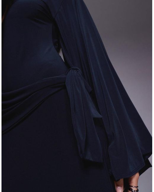 ASOS Blue exaggerated Batwing Cinched Waist Maxi Dress