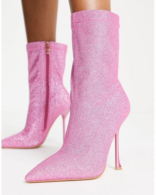 Simmi london - paolo - stivali a pianta larga a calza glitterato di SIMMI in Pink