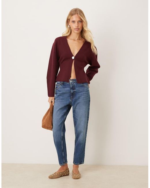 Gina Tricot Purple Sculpt Shaped Knitted Cardigan