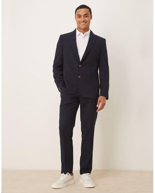ASOS Smal Colbert Van Flanel in het Blue voor heren