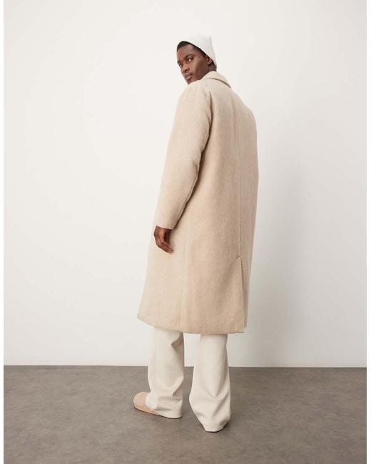 ASOS Natural Brushed Wool Look Overcoat for men