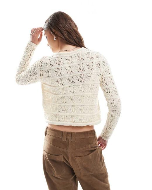 Cardigan All'Uncinetto Color Crema Con Bottoni Sul Davanti di Vero Moda in Natural