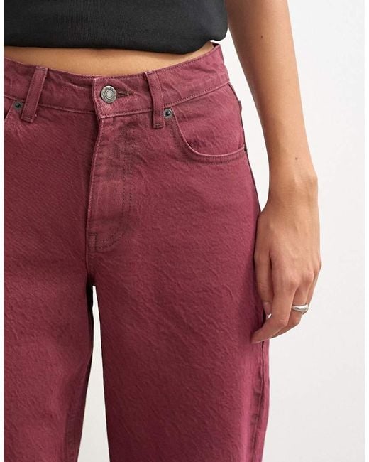 TOPSHOP Red Cinch Low Rise Relaxed Jean