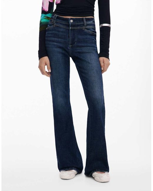 Desigual Blue Washed Flared Jeans