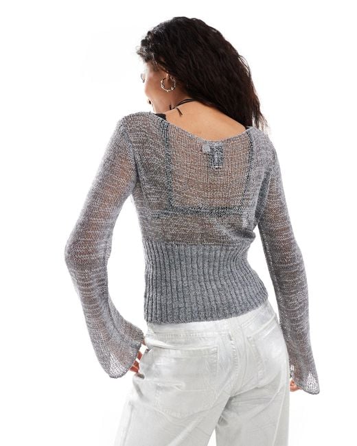 Collusion Gray Fine Gauge Textured Knitted Jumper