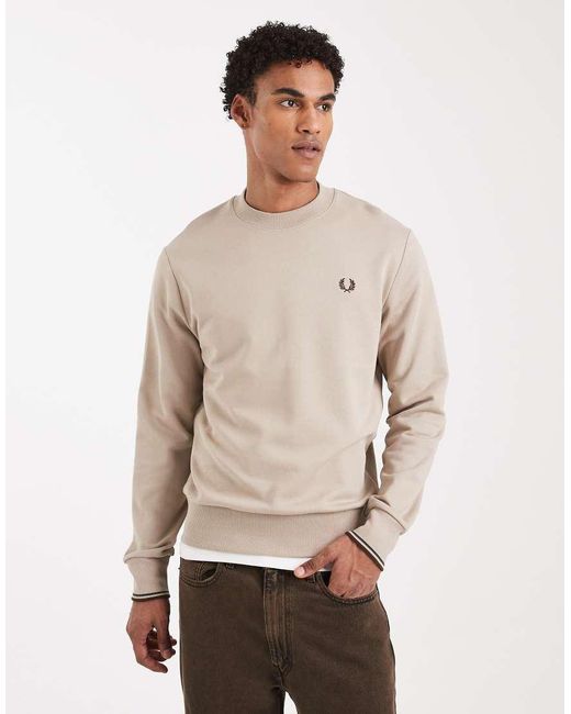 Fred Perry Natural Tipped Crew Neck Sweatshirt for men