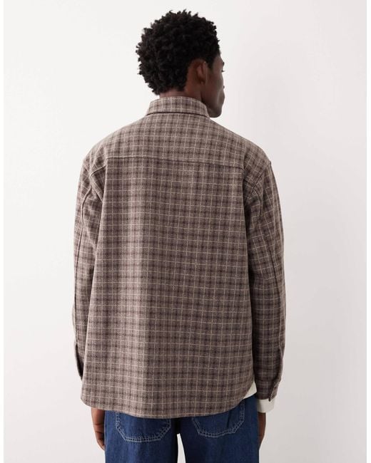 ASOS COLLECTIVE Brown Check Overshirt for men