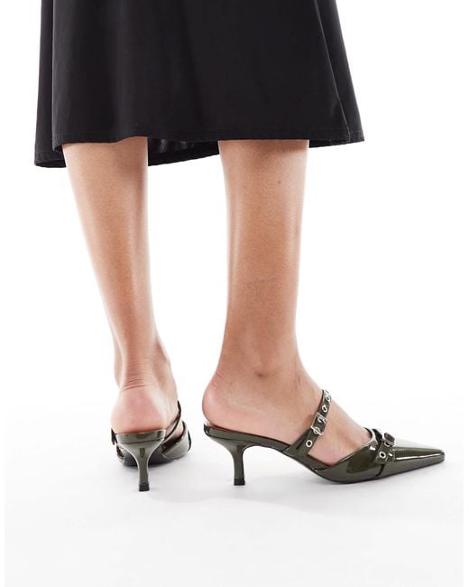 SEQWL Black Maybach Buckle Detail Mule Sandals