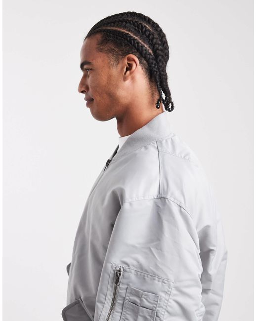 ASOS Gray Oversized Bomber Jacket for men