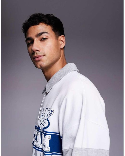 ICECREAM Gray Logo Quarter Zip Long Sleeve Knit Polo for men
