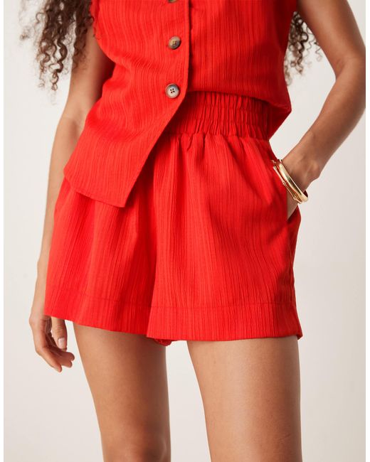 ASOS Red Crinkle Pull On Shorts