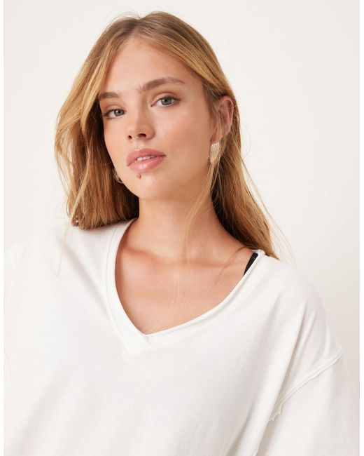 ASOS White Boxy Tee With Seam Detail