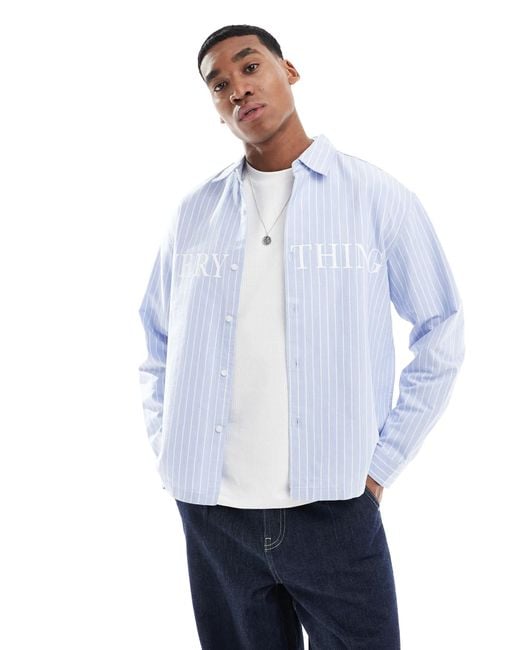 Pull&Bear – langärmliges hemd in Blue für Herren