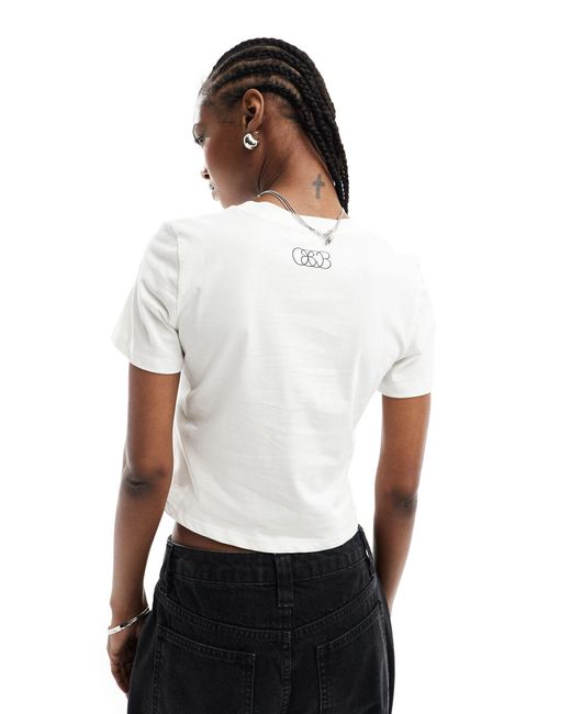 T-shirt effet rétréci à imprimé girl math Something New en coloris White
