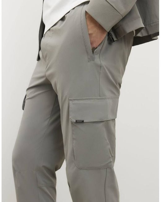 River Island Gray Skinny Fit Stretch Cargo Trousers for men