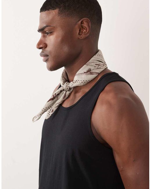 ASOS Black Printed Graphic Cotton Headscarf for men