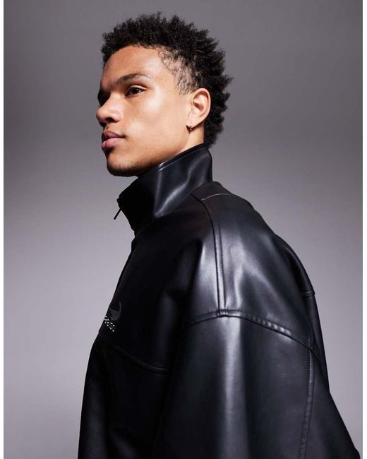 ASOS Gray Faux Leather Windbreaker for men