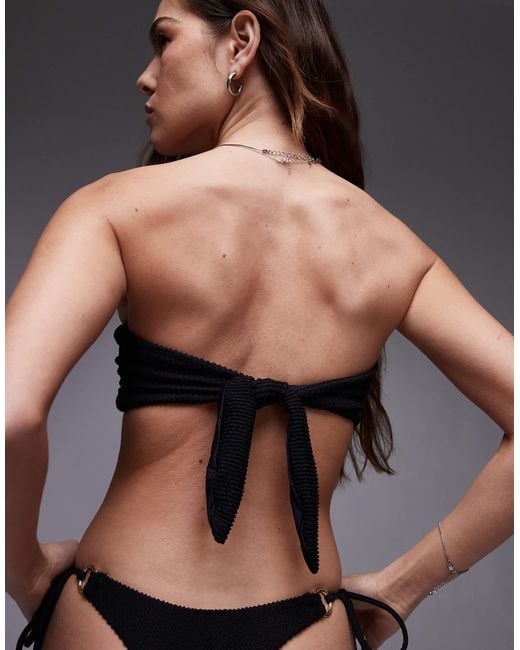 TOPSHOP Black Thailand Bandeau Bikini Top With Metal Trim