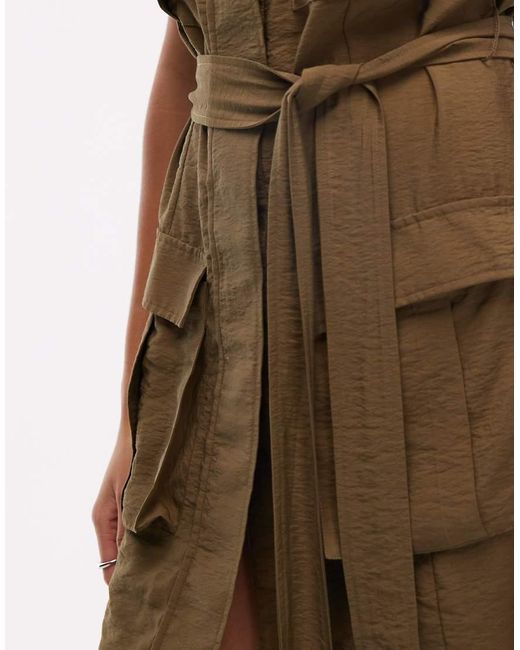 ASOS Natural Utility Style Mini Dress With Tie Waist