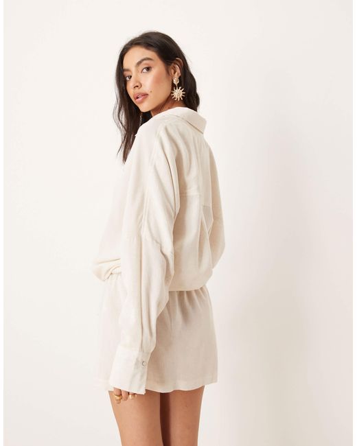 ASOS Natural – belle – kurzer strandrock aus leinenmix