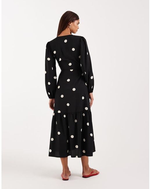 Wednesday's Girl Black Long Sleeve Wrap Around Midaxi Dress
